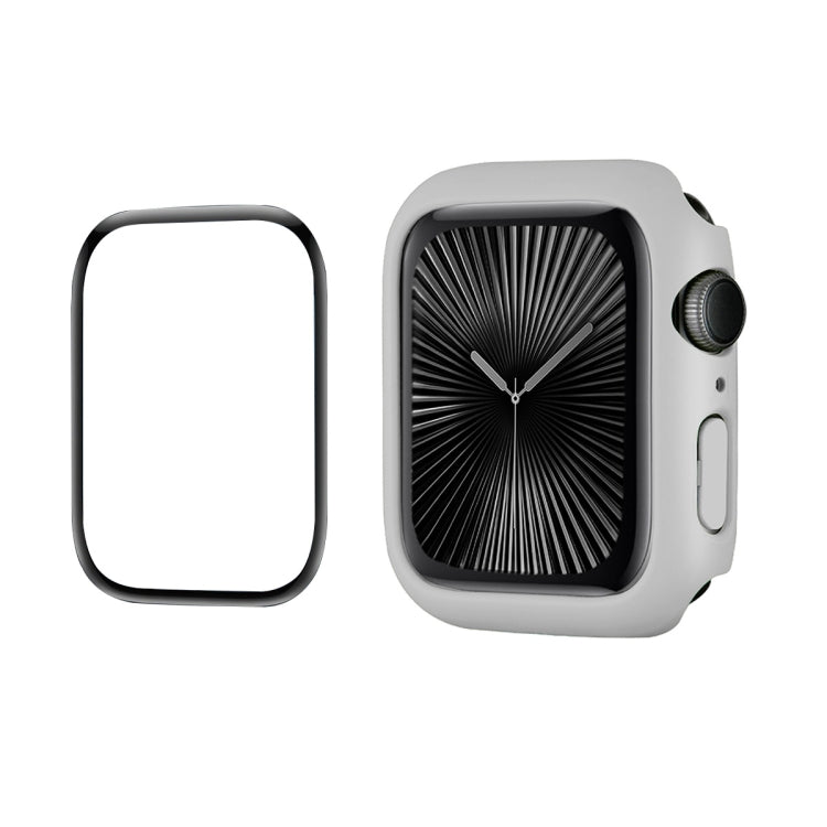 For Apple Watch Series 11 / 10 46mm ENKAY Hat-Prince 2 in 1 Solid Color PC Watch Case with Full Coverage PMMA Soft Film(Light Grey) by ENKAY