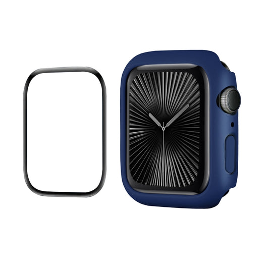 For Apple Watch Series 11 / 10 46mm ENKAY Hat-Prince 2 in 1 Solid Color PC Watch Case with Full Coverage PMMA Soft Film(Dark Blue) by ENKAY