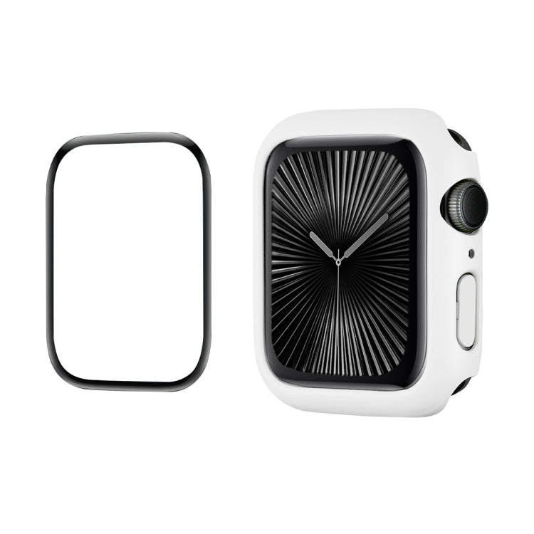 For Apple Watch Series 11 / 10 42mm ENKAY Hat-Prince 2 in 1 Solid Color PC Watch Case with Full Coverage PMMA Soft Film(White) by ENKAY