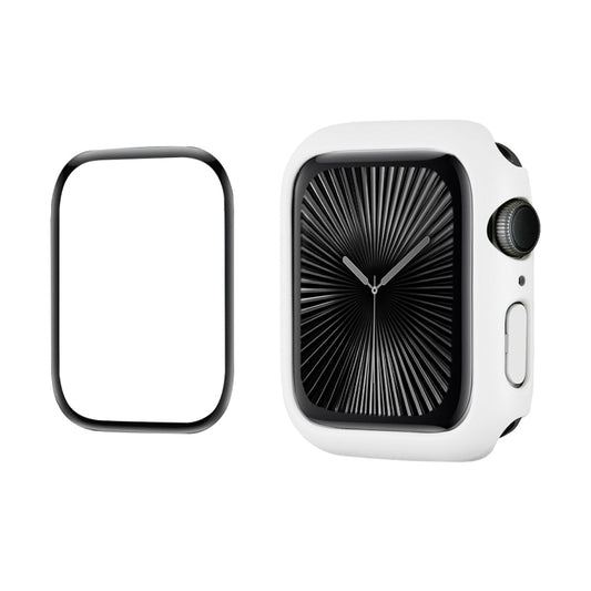 For Apple Watch Series 11 / 10 42mm ENKAY Hat-Prince 2 in 1 Solid Color PC Watch Case with Full Coverage PMMA Soft Film(White) by ENKAY