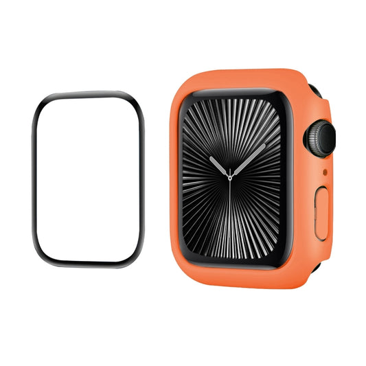For Apple Watch Series 11 / 10 42mm ENKAY Hat-Prince 2 in 1 Solid Color PC Watch Case with Full Coverage PMMA Soft Film(Orange) by ENKAY