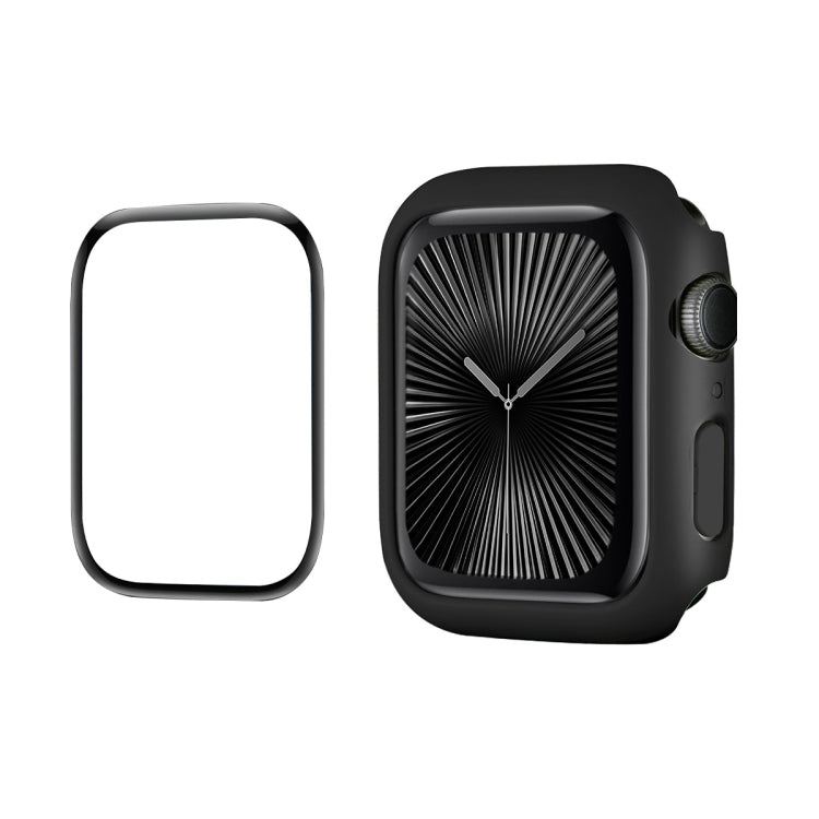 For Apple Watch Series 11 / 10 42mm ENKAY Hat-Prince 2 in 1 Solid Color PC Watch Case with Full Coverage PMMA Soft Film(Black) by ENKAY