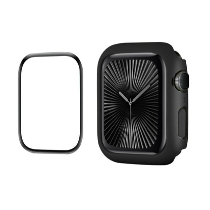 For Apple Watch Series 11 / 10 42mm ENKAY Hat-Prince 2 in 1 Solid Color PC Watch Case with Full Coverage PMMA Soft Film(Black) by ENKAY