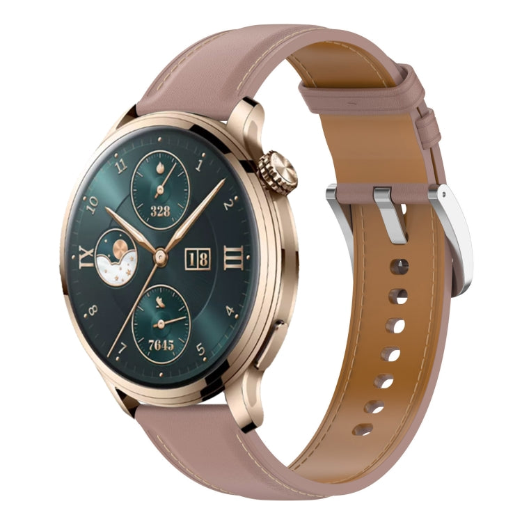 For Honor Watch 4 Pro Stainless Steel Quick Release Buckle 22mm Genuine Leather Watch Band(Dark Pink) by bashfashion