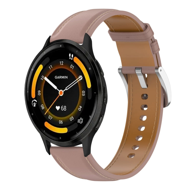For Garmin Venu 3 Stainless Steel Quick Release Buckle 22mm Genuine Leather Watch Band(Dark Pink) by bashfashion