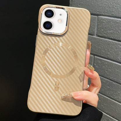 For iPhone 11 AG Carbon Fiber Frameless MagSafe Phone Case(Gold) by bashfashion