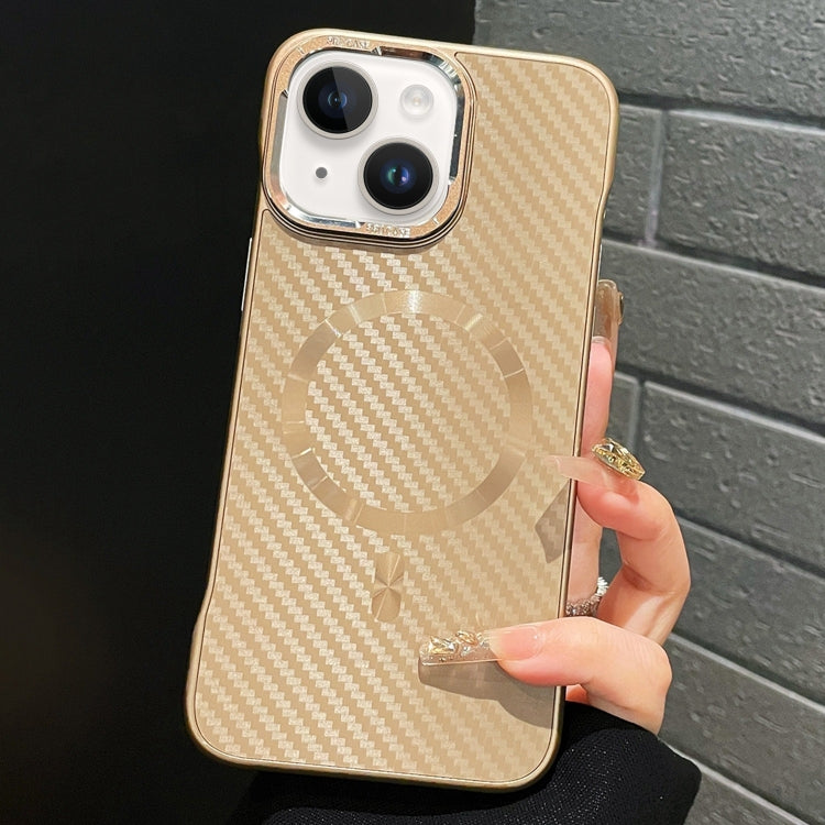 For iPhone 13 AG Carbon Fiber Frameless MagSafe Phone Case(Gold) by bashfashion