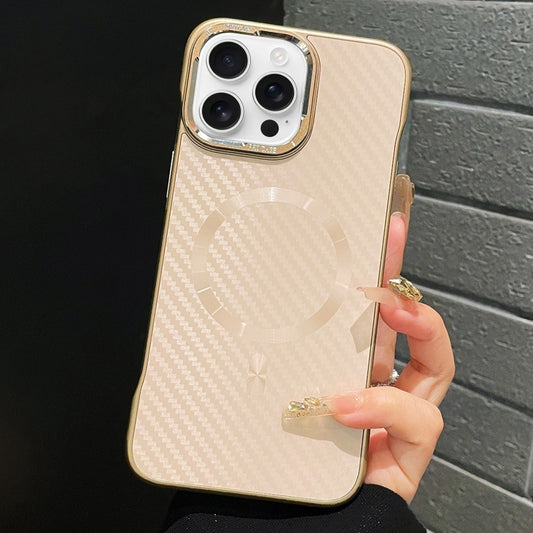 For iPhone 13 Pro AG Carbon Fiber Frameless MagSafe Phone Case(Pink) by bashfashion