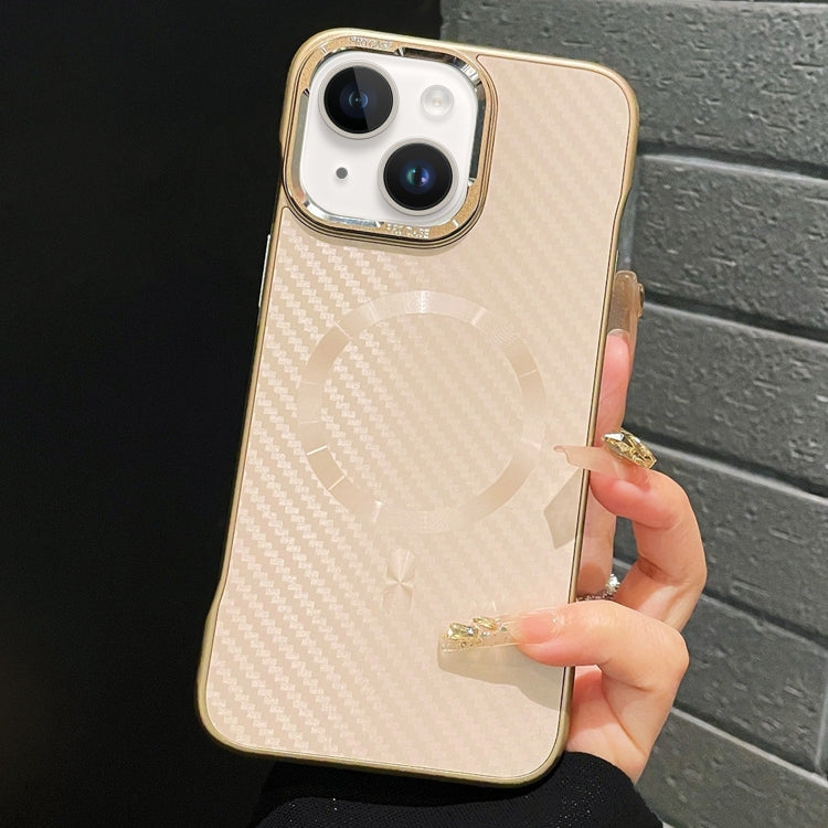 For iPhone 14 AG Carbon Fiber Frameless MagSafe Phone Case(Pink) by bashfashion