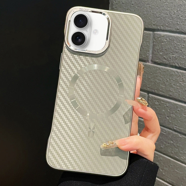 For iPhone 16 Plus AG Carbon Fiber Frameless MagSafe Phone Case(Grey) by bashfashion