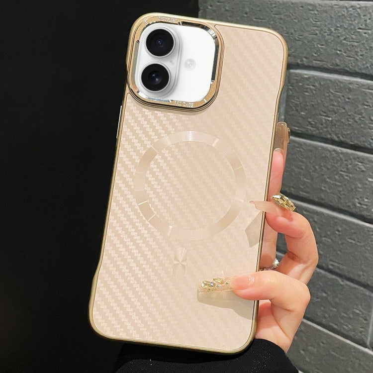 For iPhone 16 Plus AG Carbon Fiber Frameless MagSafe Phone Case(Pink) by bashfashion