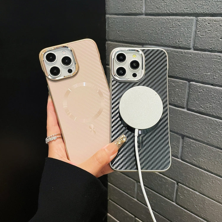 For iPhone 16 Plus AG Carbon Fiber Frameless MagSafe Phone Case(Blue) by bashfashion