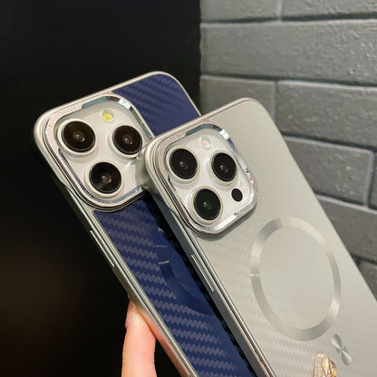 For iPhone 13 Pro AG Carbon Fiber Frameless MagSafe Phone Case(Blue) by bashfashion