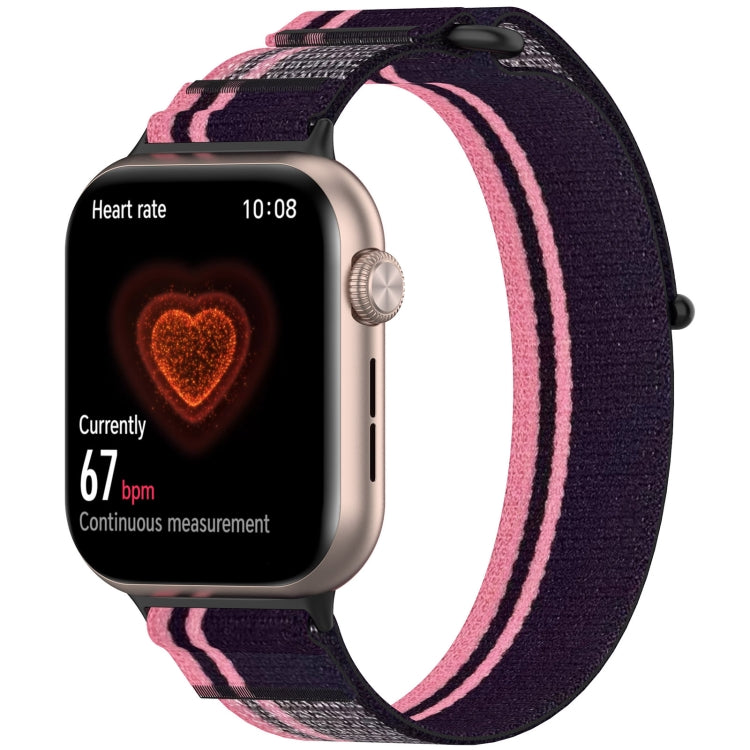 For Honor Watch 5 Nylon Woven Hook and Loop Fastener Watch Band(Pink Purple) by bashfashion