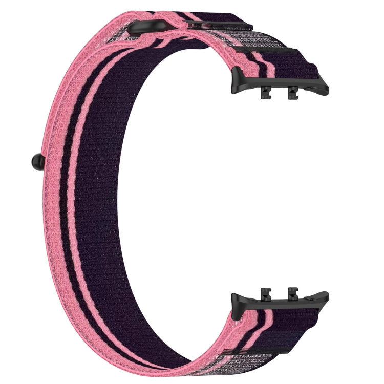 For Honor Watch 5 Nylon Woven Hook and Loop Fastener Watch Band(Pink Purple) by bashfashion