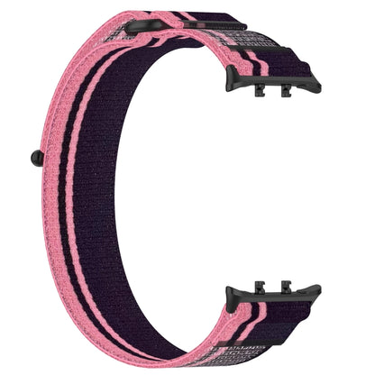 For Honor Watch 5 Nylon Woven Hook and Loop Fastener Watch Band(Pink Purple) by bashfashion