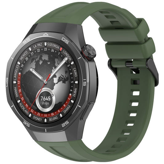 For Huawei Watch GT 5 Pro 46mm Black Steel Buckle Liquid Silicone Watch Band(Dark Green) by bashfashion