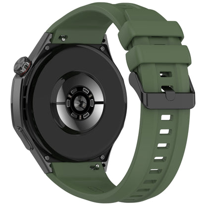 For Huawei Watch GT 5 Pro 46mm Black Steel Buckle Liquid Silicone Watch Band(Dark Green) by bashfashion