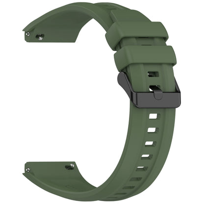 For Huawei Watch GT 5 Pro 46mm Black Steel Buckle Liquid Silicone Watch Band(Dark Green) by bashfashion