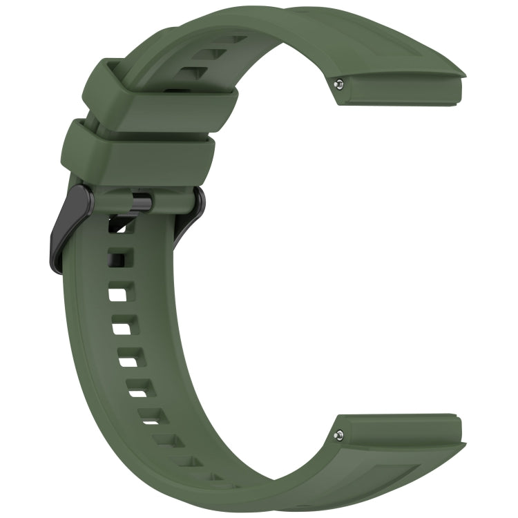 For Huawei Watch GT 5 Pro 46mm Black Steel Buckle Liquid Silicone Watch Band(Dark Green) by bashfashion