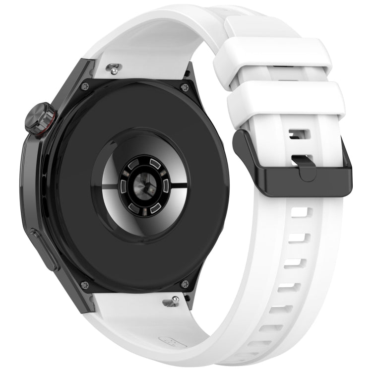 For Huawei Watch GT 5 Pro 46mm Black Steel Buckle Liquid Silicone Watch Band(White) by bashfashion
