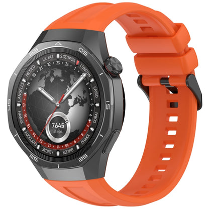 For Huawei Watch GT 5 Pro 46mm Black Steel Buckle Liquid Silicone Watch Band(Orange) by bashfashion