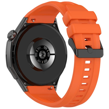 For Huawei Watch GT 5 Pro 46mm Black Steel Buckle Liquid Silicone Watch Band(Orange) by bashfashion