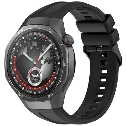 For Huawei Watch GT 5 Pro 46mm Black Steel Buckle Liquid Silicone Watch Band(Black) by bashfashion