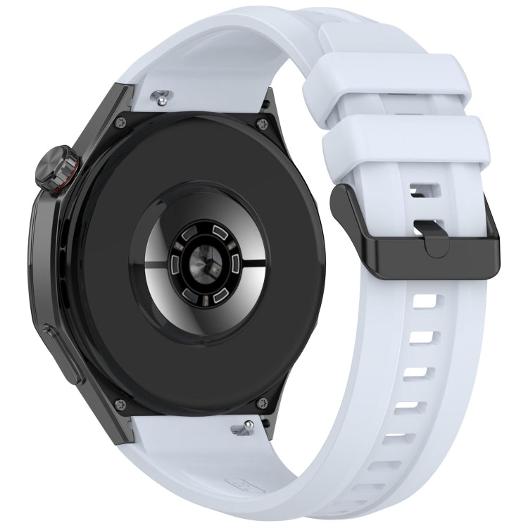 For Huawei Watch GT 5 Pro 46mm Black Steel Buckle Liquid Silicone Watch Band(Light Blue) by bashfashion