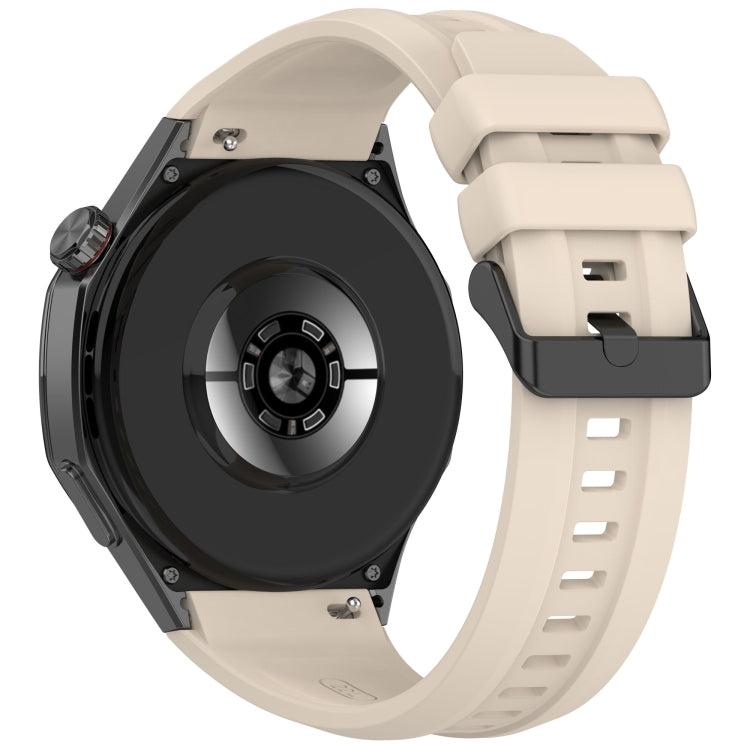 For Huawei Watch GT 5 Pro 46mm Black Steel Buckle Liquid Silicone Watch Band(Ivory White) by bashfashion