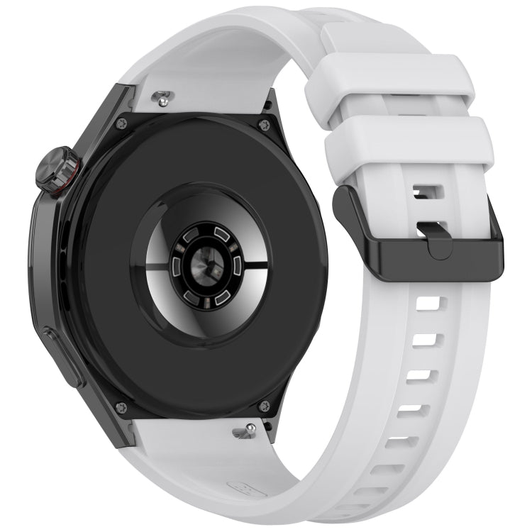 For Huawei Watch GT 5 Pro 46mm Black Steel Buckle Liquid Silicone Watch Band(Coconut Gray) by bashfashion