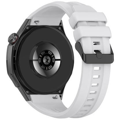 For Huawei Watch GT 5 Pro 46mm Black Steel Buckle Liquid Silicone Watch Band(Coconut Gray) by bashfashion