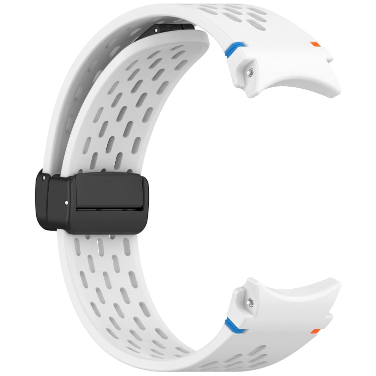 For Samsung Galaxy Watch 7 40 / 44mm Holes Style Stitched Folding Buckle Silicone Watch Band(White) by bashfashion