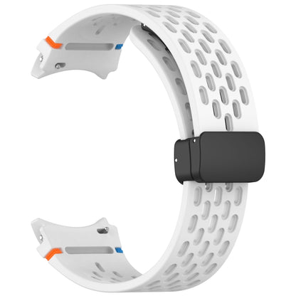 For Samsung Galaxy Watch 7 40 / 44mm Holes Style Stitched Folding Buckle Silicone Watch Band(White) by bashfashion