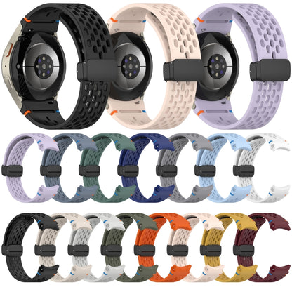 For Samsung Galaxy Watch 7 40 / 44mm Holes Style Stitched Folding Buckle Silicone Watch Band(White) by bashfashion