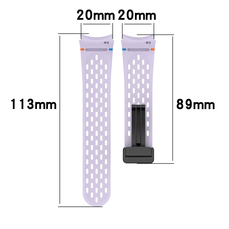 For Samsung Galaxy Watch 7 40 / 44mm Holes Style Stitched Folding Buckle Silicone Watch Band(White) by bashfashion