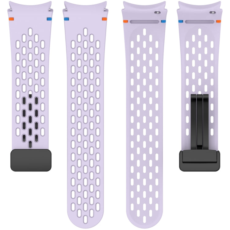 For Samsung Galaxy Watch 7 40 / 44mm Holes Style Stitched Folding Buckle Silicone Watch Band(White) by bashfashion