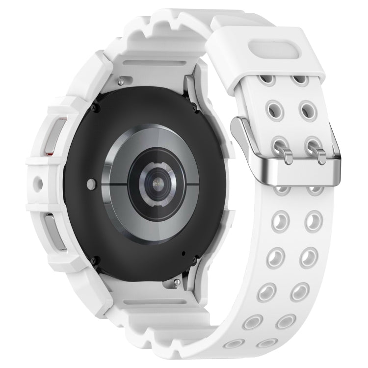 For Samsung Galaxy Watch 7 40mm Armor Silicone Watch Band with Watch Case Set(White) by bashfashion