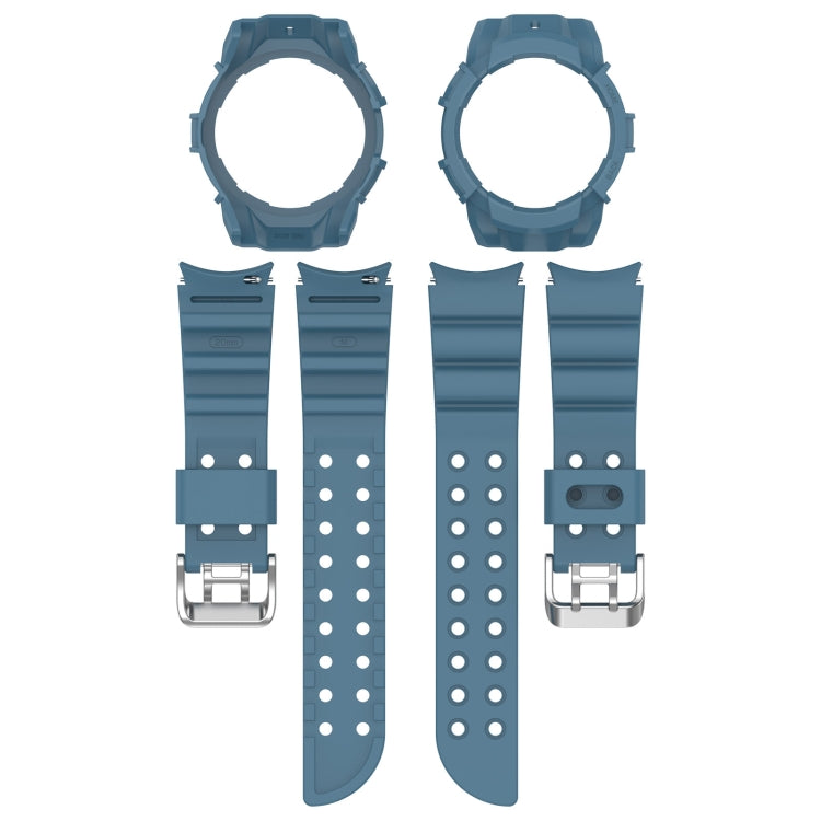 For Samsung Galaxy Watch 7 40mm Armor Silicone Watch Band with Watch Case Set(Blue) by bashfashion