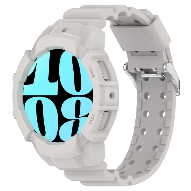 For Samsung Galaxy Watch 7 40mm Armor Silicone Watch Band with Watch Case Set(Light Gray) by bashfashion