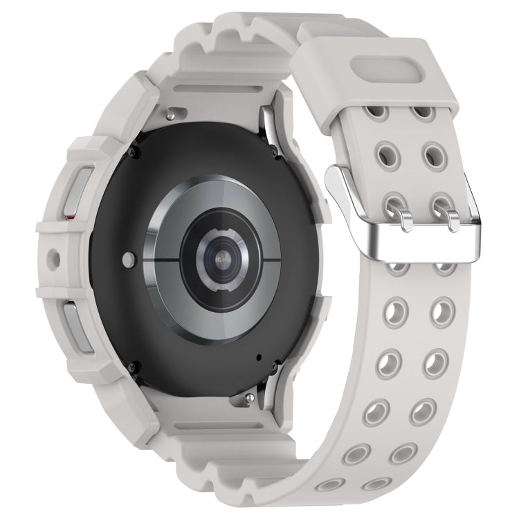 For Samsung Galaxy Watch 7 40mm Armor Silicone Watch Band with Watch Case Set(Light Gray) by bashfashion