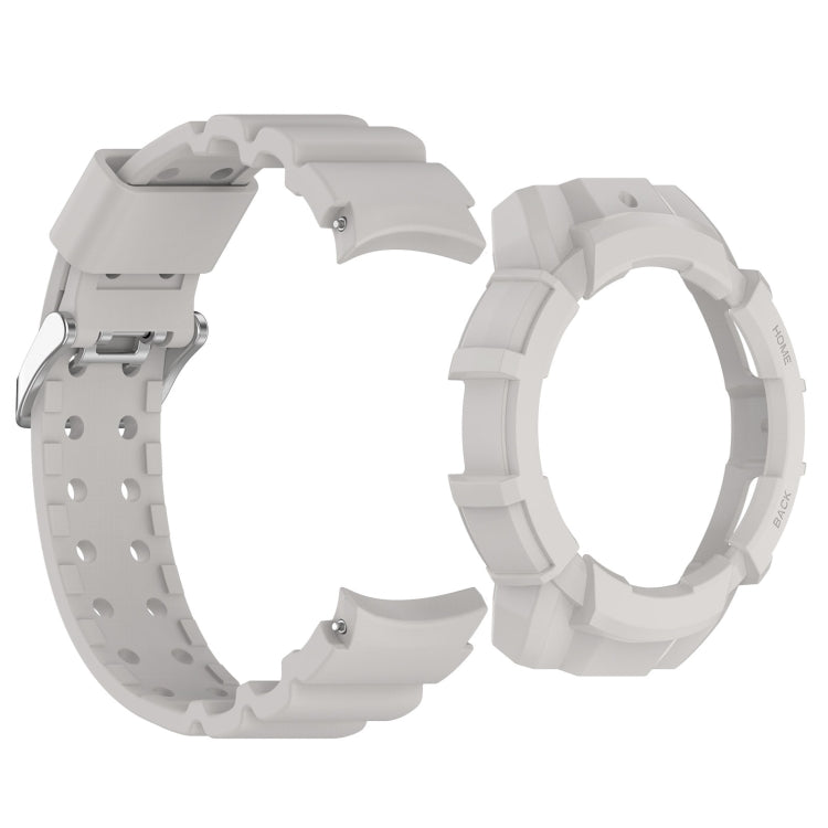 For Samsung Galaxy Watch 7 40mm Armor Silicone Watch Band with Watch Case Set(Light Gray) by bashfashion