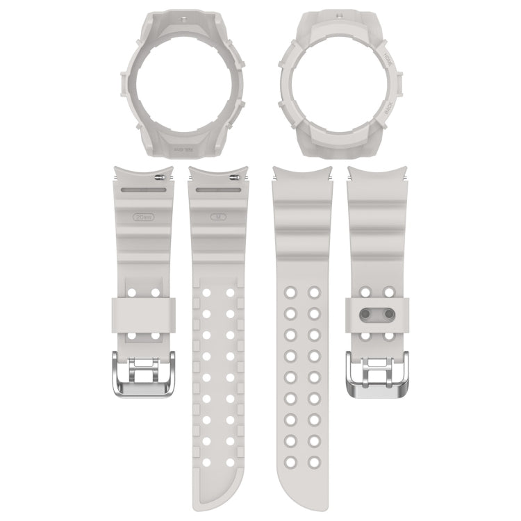 For Samsung Galaxy Watch 7 40mm Armor Silicone Watch Band with Watch Case Set(Light Gray) by bashfashion