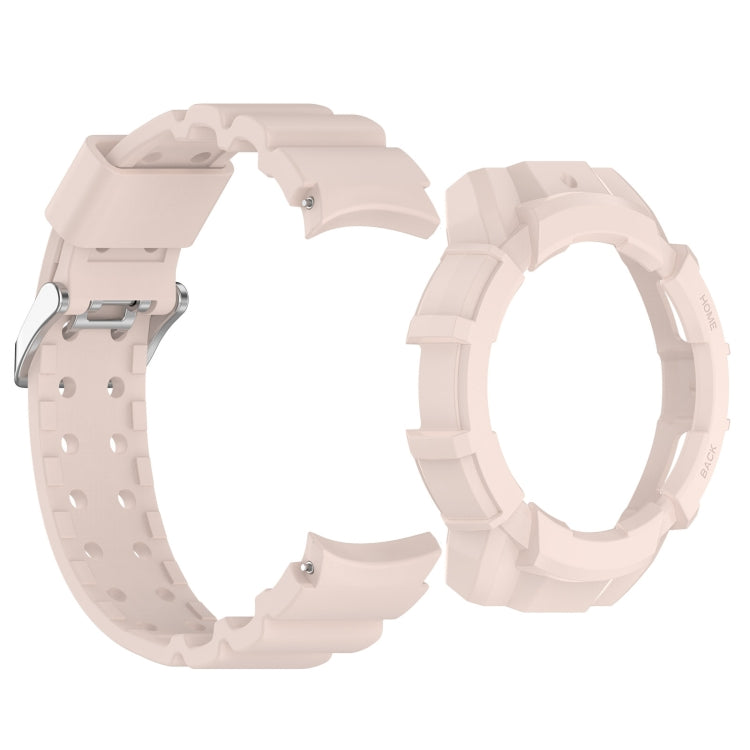 For Samsung Galaxy Watch 7 40mm Armor Silicone Watch Band with Watch Case Set(Pink) by bashfashion