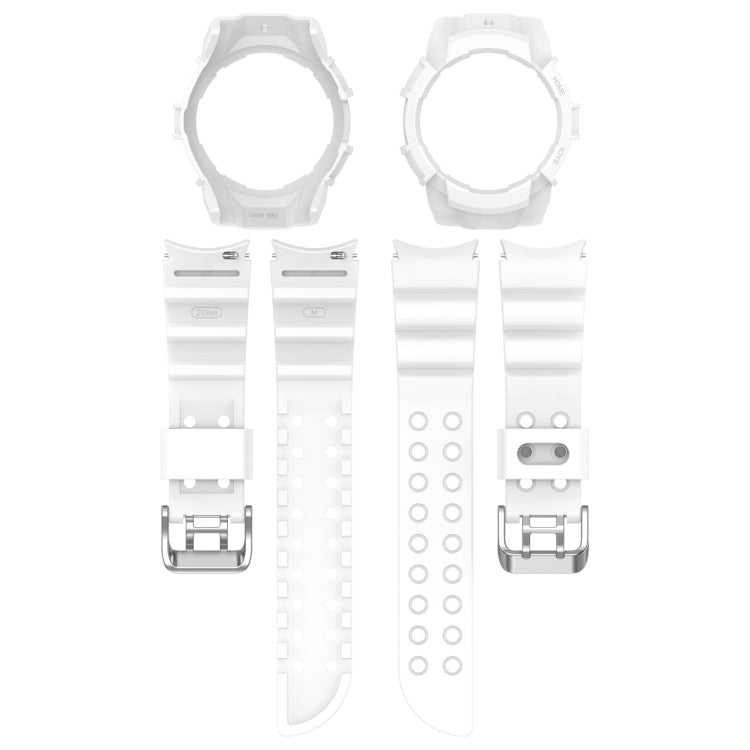 For Samsung Galaxy Watch 7 44mm Armor Silicone Watch Band with Watch Case Set(White) by bashfashion