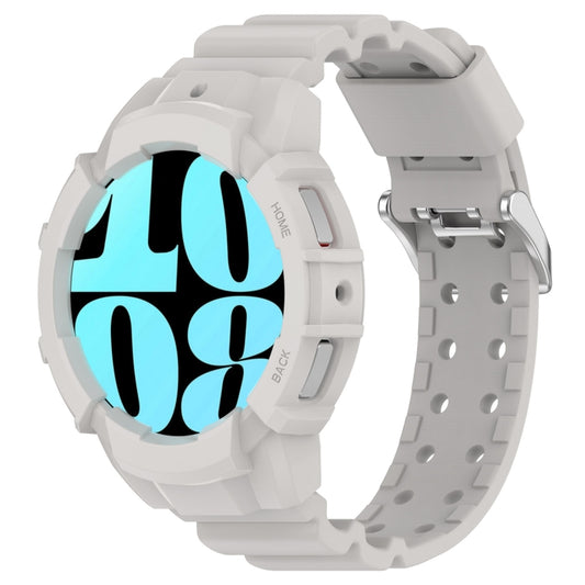 For Samsung Galaxy Watch 7 44mm Armor Silicone Watch Band with Watch Case Set(Light Gray) by bashfashion