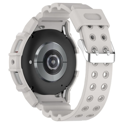 For Samsung Galaxy Watch 7 44mm Armor Silicone Watch Band with Watch Case Set(Light Gray) by bashfashion