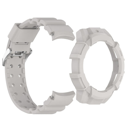 For Samsung Galaxy Watch 7 44mm Armor Silicone Watch Band with Watch Case Set(Light Gray) by bashfashion