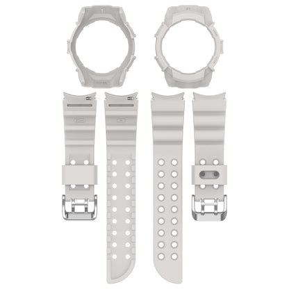 For Samsung Galaxy Watch 7 44mm Armor Silicone Watch Band with Watch Case Set(Light Gray) by bashfashion