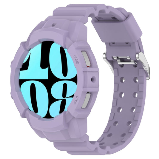 For Samsung Galaxy Watch 7 44mm Armor Silicone Watch Band with Watch Case Set(Purple) by bashfashion